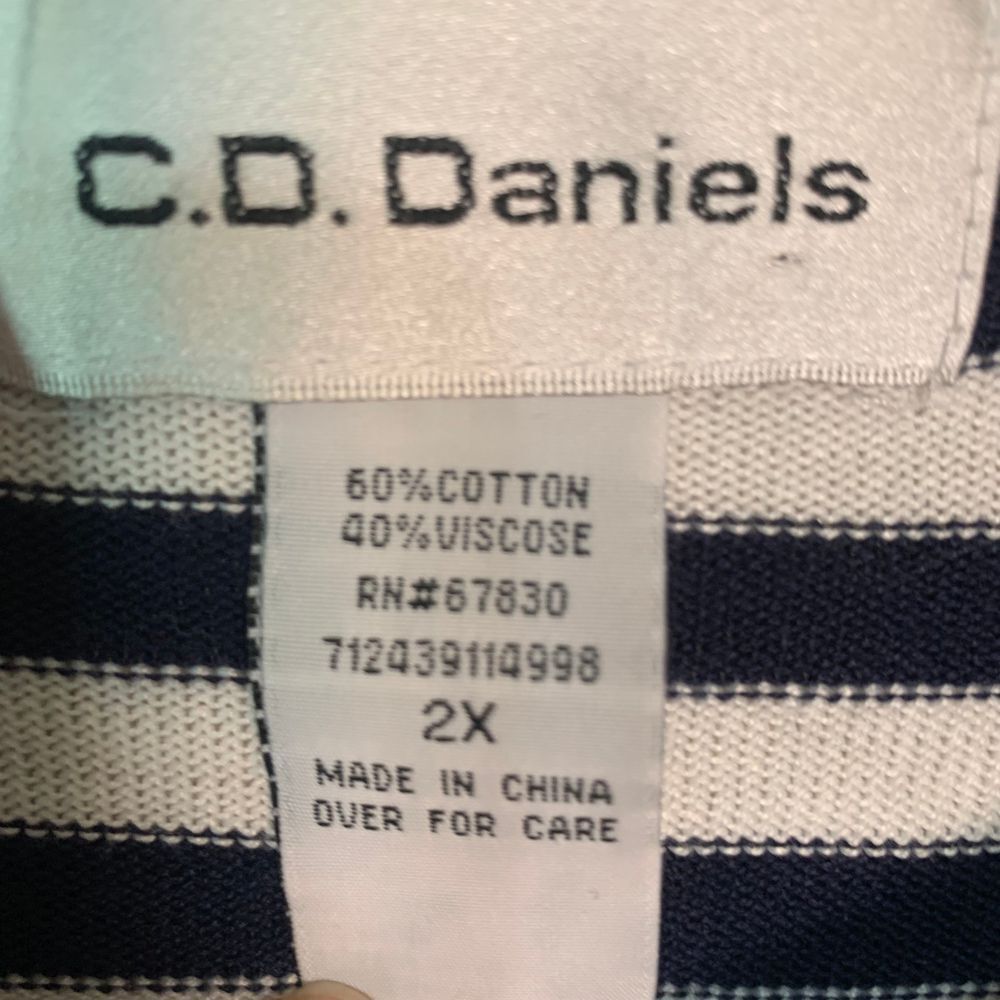 C.D. Daniels Navy/White Stripe Sweater Size 2X Floral Sequin Lightweight Spring - Picture 5 of 10